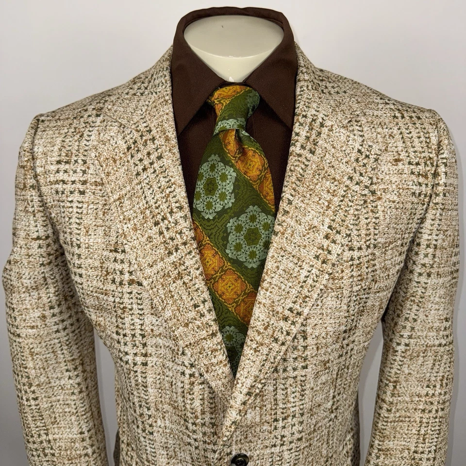 Chaqueta Blazer De Colección Años 60 70 Traje de Ocio Abrigo Deportivo Disco Poliéster Para Hombres 44 Largo Foto 3 de 4