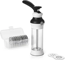 14-Piece Cookie Press Set with 12 Steel Disks & Case, Baking Supplies