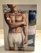 Calvin Klein Men's Cotton Stretch 3-Pack Boxer Brief, Black, Small