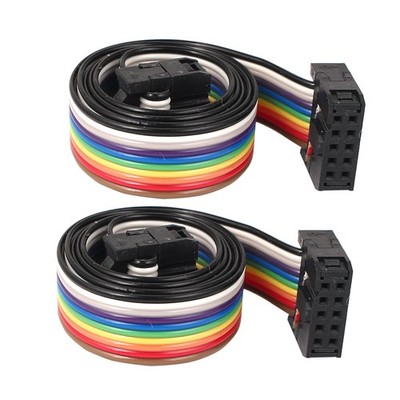2pcs 50cm 10-Pin 10-Way F/F Connector IDC Flat Rainbow Color Ribbon Cable