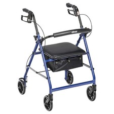 Walker Rollator Padded Seat 6 Inch Wheels Lightweight Blue R726BL Aluminum Drive