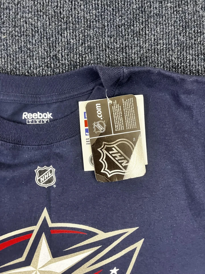 Camisa Chaquetas Columbus Azul Para Hombre Azul Medio NHL Hockey Rick Nash Reebok Algodón Foto 4 de 4