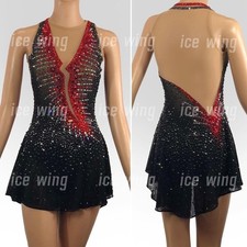 Ice Figure Skating Dress Rhythmic Gymnastics Twirling Competition black