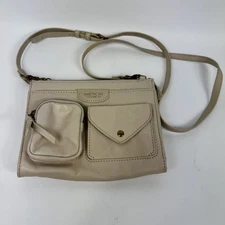 American Leather Co Linden Crossbody Organizer Small Cream White Purse Bag