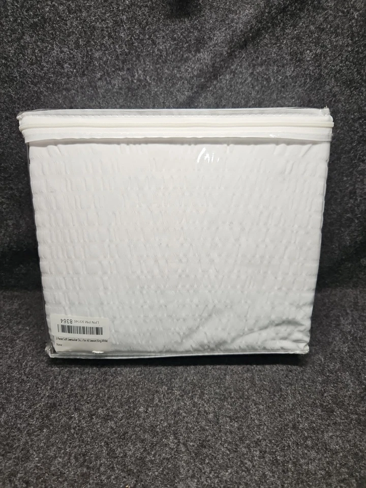 Juego de edredón de 3 piezas NIP SUTEX KING SEERSUCKER FUNDA BLANCA Y 2 FUNDAS DE ALMOHADA CIERRE DE CREMALLERA Foto 3 de 4