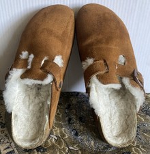 Birkenstock Boston Shearling Clog Mink Suede Women's Buckle Sz 40 Germany