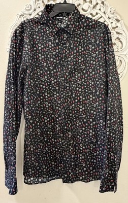 Just Cavalli Tiger Guitar + Print Button Up Shirt IT 54 US XXL Good Condition