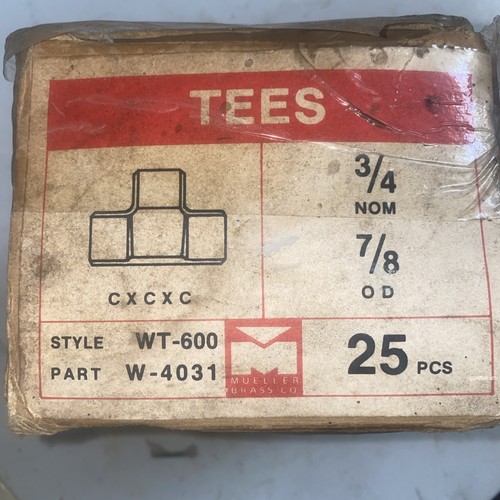 Streamline Copper Tees 3/4 Nom 7/8 of C x C x C WT -600 20 Pieces Per Box New