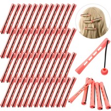 WILLBOND 48 Pieces Plastic Pink Perm Rods Long Variety Hair Perm Rods Hair