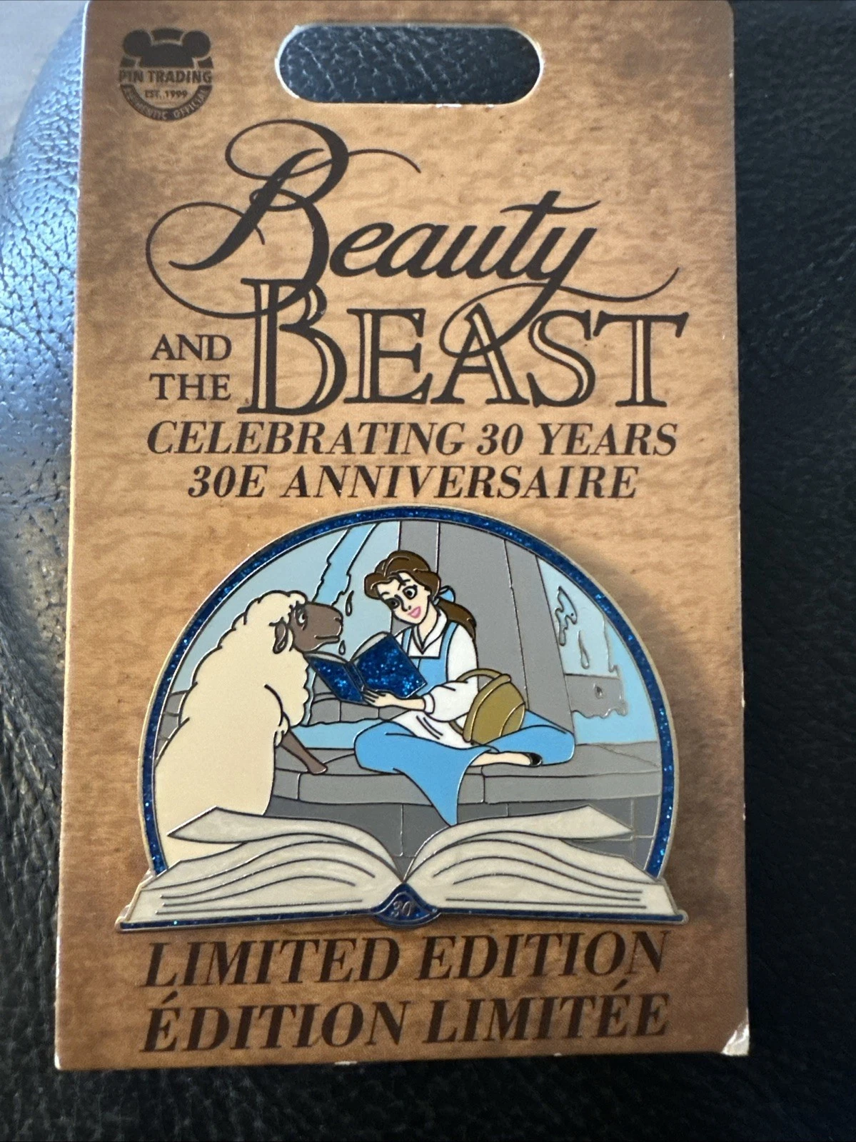 Disney Beauty And The Beast 30th Anniversary Belle Reading Sheep Pin LE 4000 New