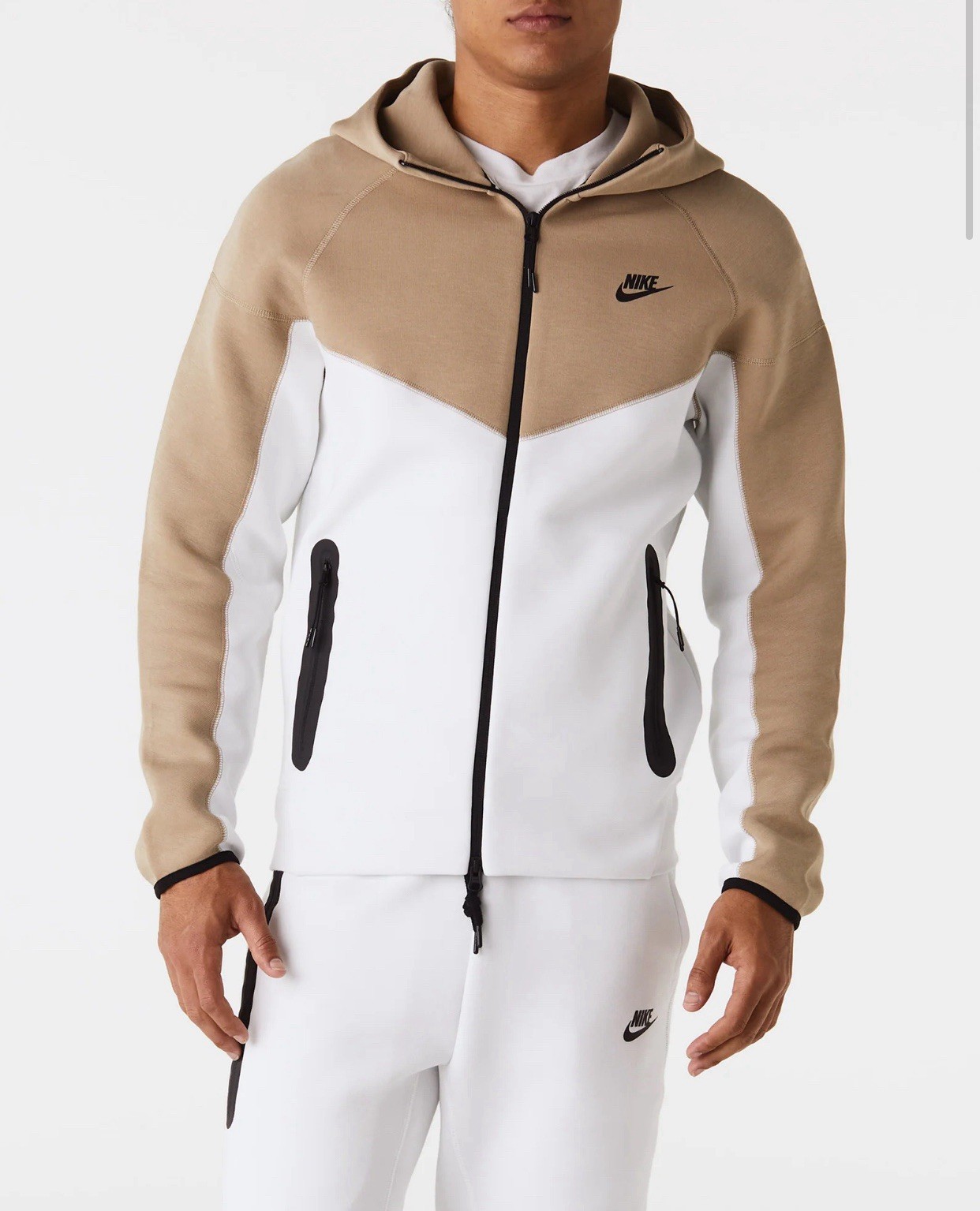 Nike Sportswear Tech Fleece Hoodie White Khaki FB7921-121 Men's