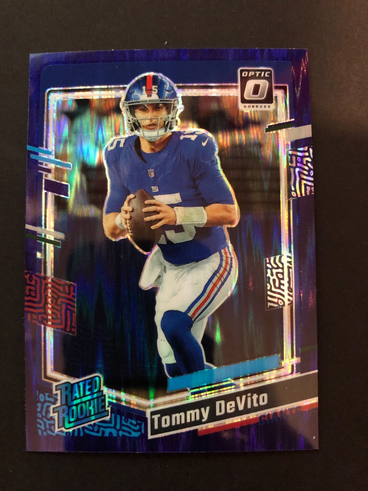 2023 Donruss Optic Tommy Devito #280 Rated Rookie RC Purple Shock Prizm Giants