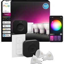 Philips Hue Bridge Pro + 3 GU10 smarte LED Spots + Dimmer Switch Starterset