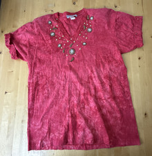 VTG Cover Charge Womens Top Embellishments Pink Tie-dye Shoulder Pads 80's USA