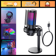 USB Gaming Microphone for PC PS4/5 - Condenser Mic with Mute, Pop Filter RGB