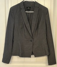 Worthington Women's Charcoal Grey Single Button Tailored Blazer Size 10