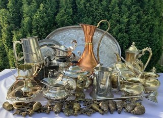 Antique Metalware Silver Plate Brass Copper Pewter Scrap Spares Repair 11 kg