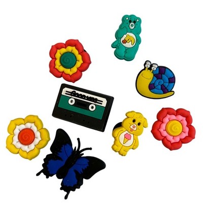 Crock Jibbitz Set Care Bears Charms Butterfly Flower Cassette Tape Snail Qty 8
