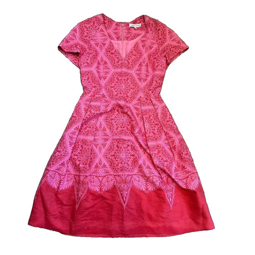 Jonathan Saunders Resort 2012 A Line Silk & Cotton Blend Dress in Red & Pink