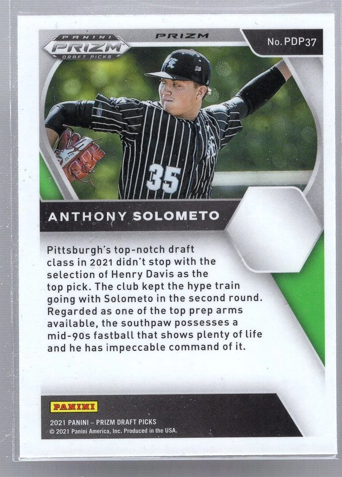 * 2021 Panini Prizm Draft Picks - Pink Velocity Prizm #PDP37 - ANTHONY SOLOMETO - Image 2 of 2