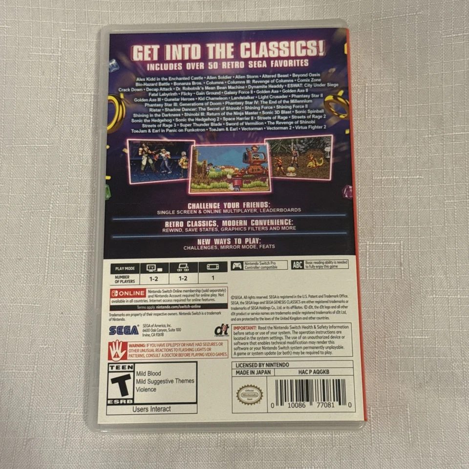 Sega Genesis Classics - ¡Nintendo Switch! Shinobi, Sonic, Phantasy Star +++++ Foto 2 de 4