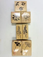 Stampin' Up! "PETAL PRINTS" Retired Stamp Set of 7 Flowers & Leaves Two-Step