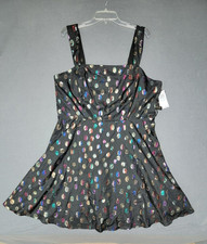 NWT~CITY STUDIO Metallic Dot Skater Dress Black Combo Size 20W Back Zip