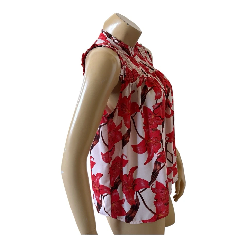 Camisa Top KENAR Mujer Talla Pequeña Sin Mangas Estampado Floral Tropical Foto 3 de 4