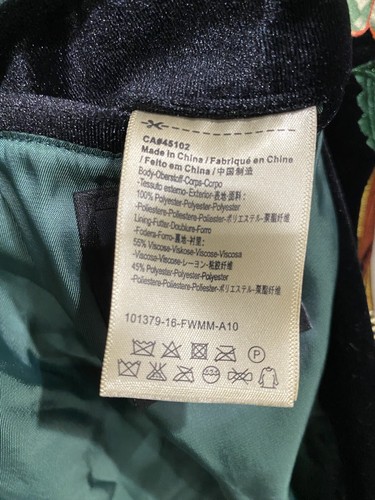Scotch & Soda Bomber Jacket Mens Small Embroidered Full Zip Black Velvet Floral - Picture 12 of 22