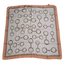 Cristella Silk Horsebit Equestrian Scarf Womens Orange Square Made in Italy