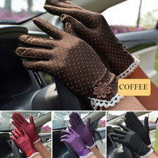 Women Summer Sunscreen Gloves Small Dots Lace Patchwork Spots Driving Gloves .