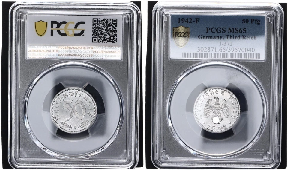 3. Reich 50 Pfennig 1942 F J.372 Aluminium PCGS MS65  Stempelglanz    116051 - Bild 1 von 1