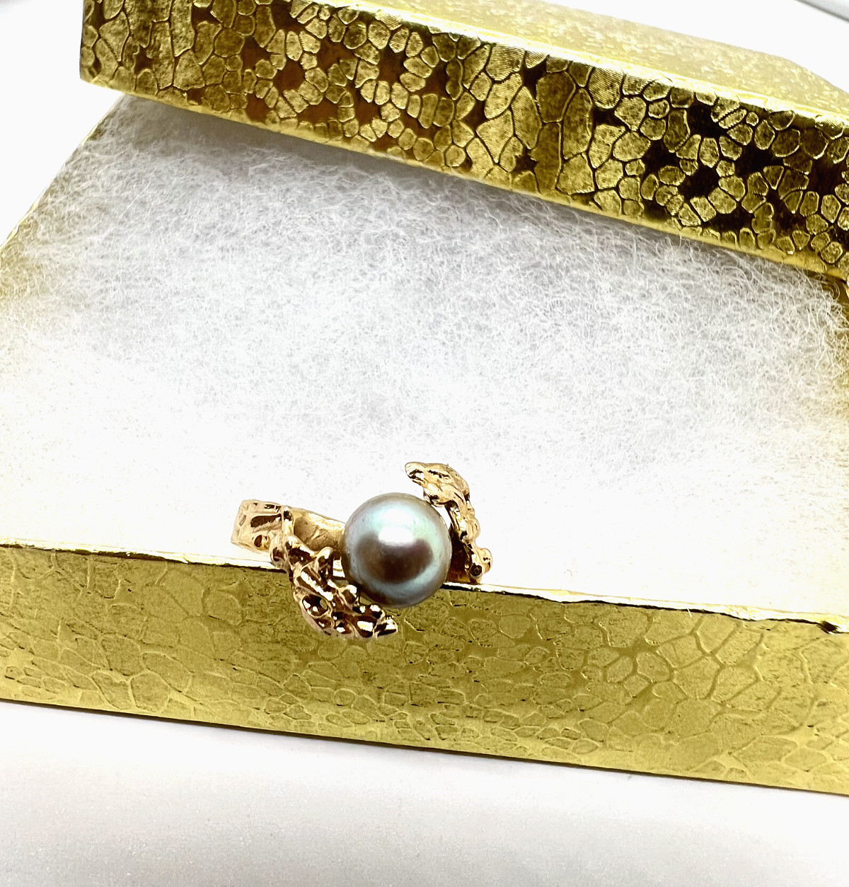 14K Solid Gold Custom Made Black Pearl Designer R… - image 8