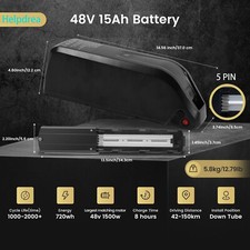 48V 15Ah Hailong Lithium Battery BMS 5-Pin for 200W-1800W Ebike Electric Bike