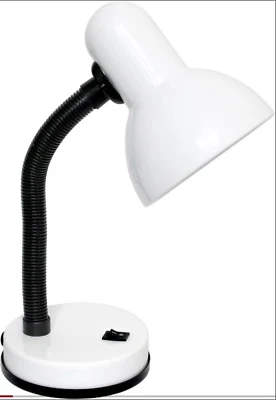 Simple Designs Basic Metal Desk Lamp, White, Brand New. Buy More & Save BIG!