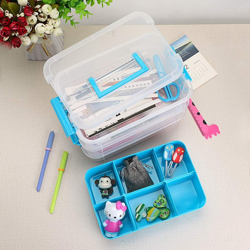 3 Layer Stack & Carry Box, Plastic Multipurpose Portable Storage Container Box H - Picture 6 of 12