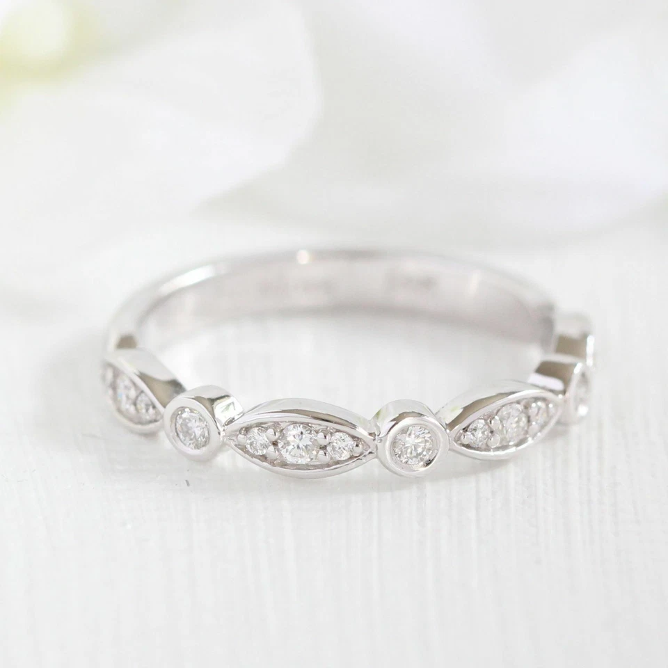 Simulated 2CT White Oval & Round Sapphire Women's Ring Set 935 Argentium Silver - Image 3 of 4