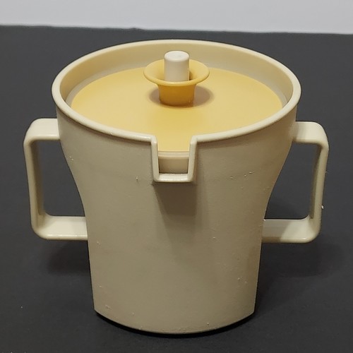 Zuccheriera Tupperware vintage utensili da cucina caffettiera 1415 e coperchio mandorla e oro - Foto 2 di 15