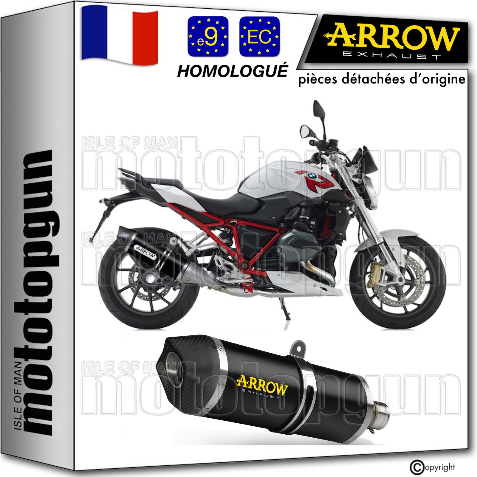 Échappement Arrow Maxi Race-Tech noir pour moto BMW R1200R 2015