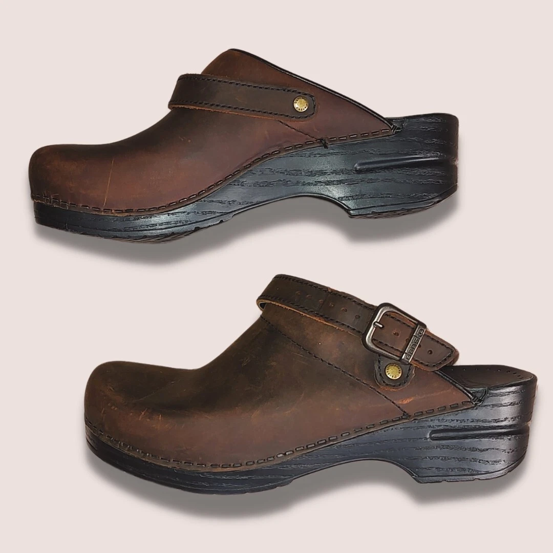 Dansko Brown Leather Ingrid Clogs Open Back size 41/10.5/11 | eBay