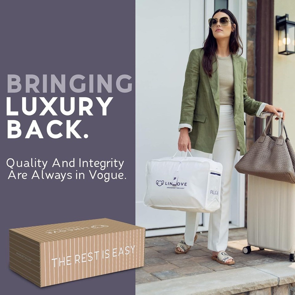 Lincove Cloud Natural Canadian White Down Luxury Sleeping Pillow 625