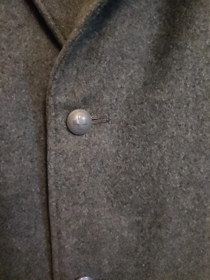 Genuine Vintage Swiss Army Blue Wool Overcoat, Pristine, Large - Image 4 of 4