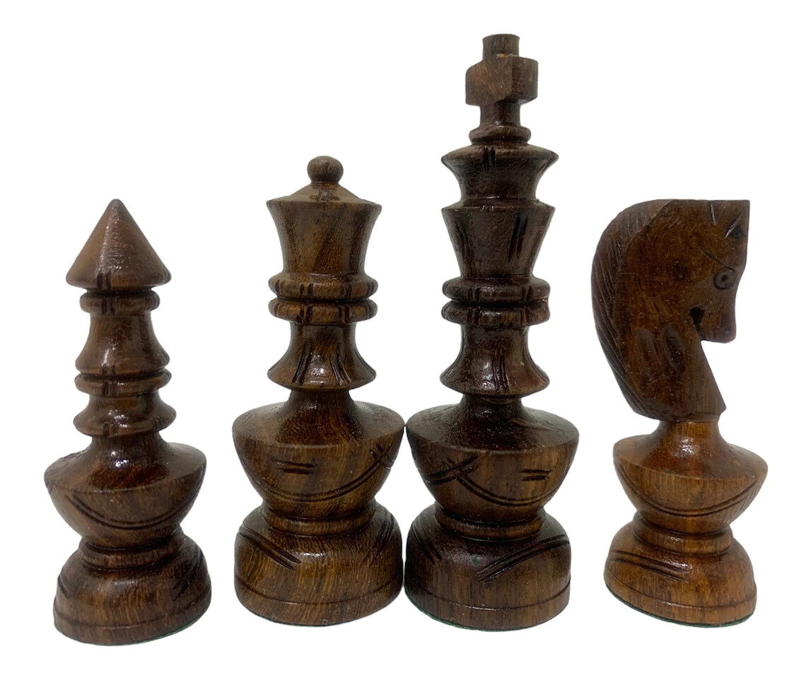 Échecs Set Main Sculpté King Long 15.2cm 32 Bois Pondérées