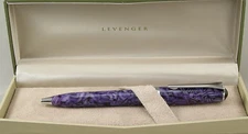 Levenger True Writer Mosaic Purple & Chrome Ballpoint Pen - New In Box