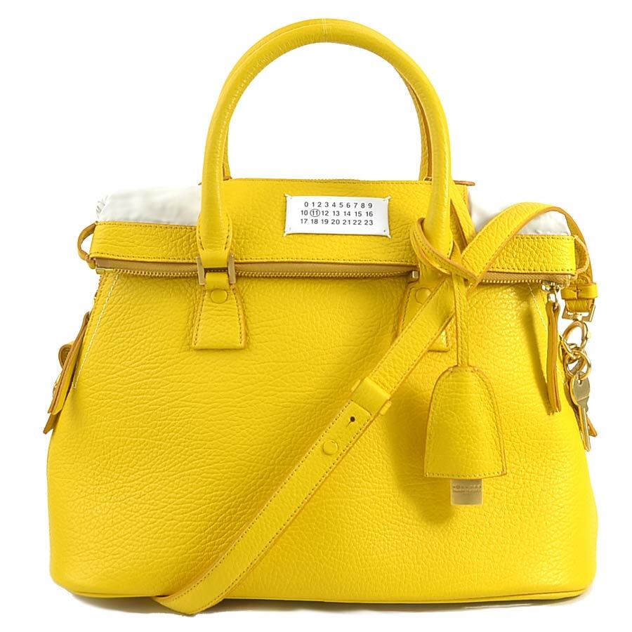 Auth Maison Margiela 5AC Medium Handbag Shoulder Bag Yellow