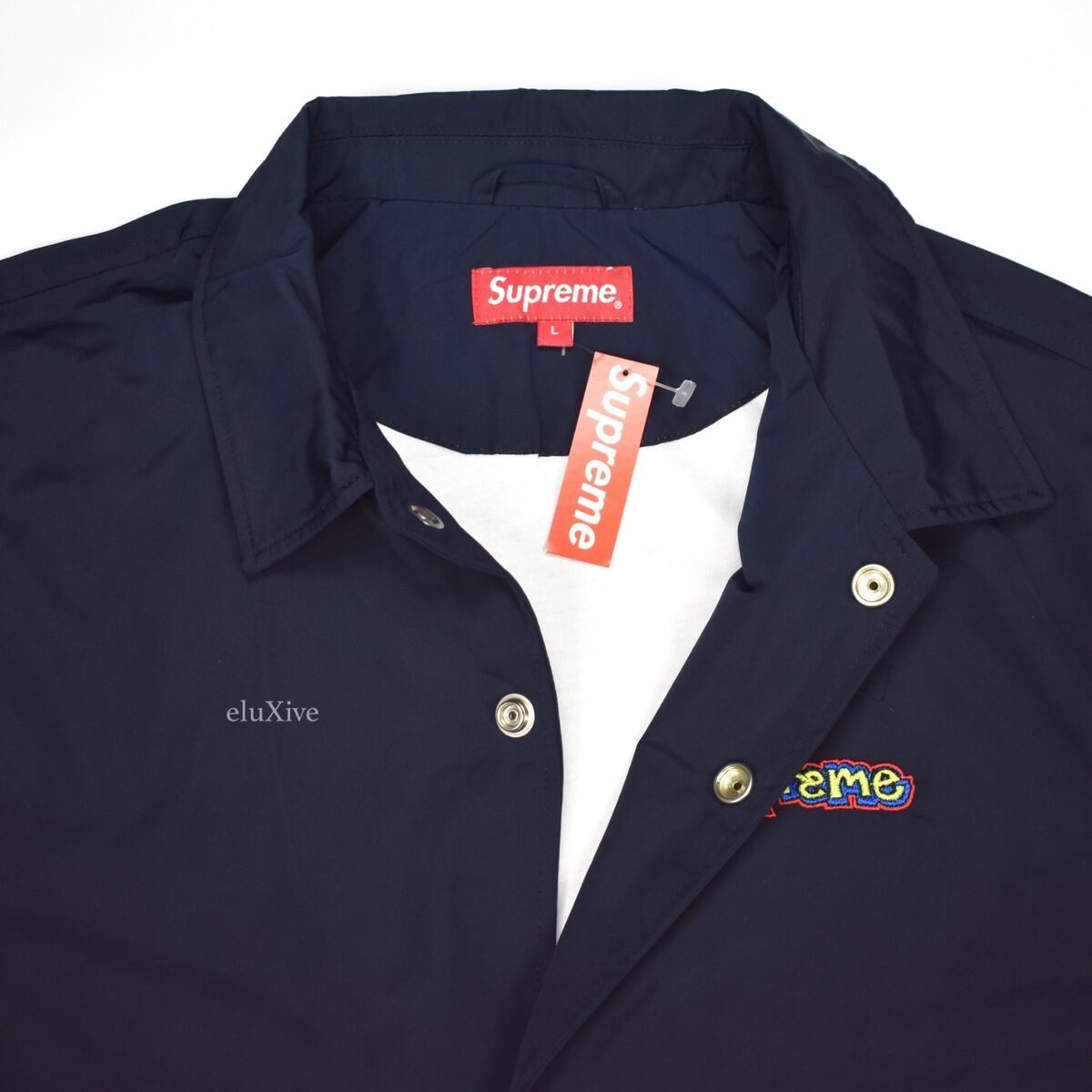 NWT Supreme Navy Blue Gonz Graffiti Logo Coach's Jacket SS18 NWT Supreme Navy Blue Gonz Graffiti Logo Coach's Jacket SS18