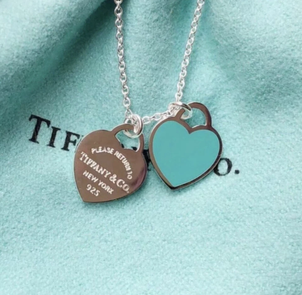 Tiffany Blue® Double Heart Tag Pendant Necklace ( 18” chain ) - Image 2 of 4