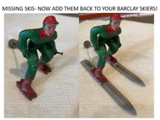 Replacement Skis/ Vintage Barclay  Metal Skier Figures Holiday(1 Pair=2 Skis) 3D