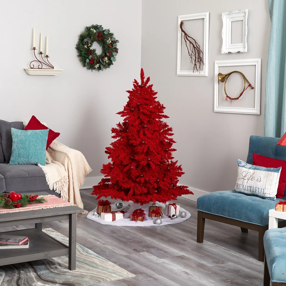 4’ Red Flocked Pre-lit Christmas Tree w/100 Red LED’s, 14 Bulb. Retail $228 - Image 3 of 3