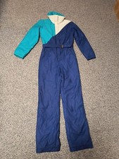 Fabulous Vintage Fera One Piece Ski Suit Ladies Sz. 10 Blue, Teal,  White. 4 DM